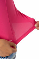 Golftini: Women's Long Sleeve Breathable Panel Zip Tech Polo - Hot Pink