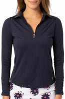 Golftini: Women's Long Sleeve Zip Tech Polo - Navy