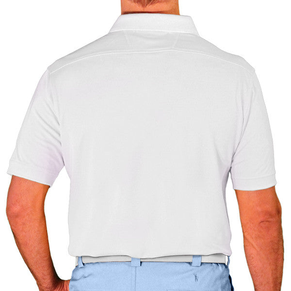 Golf Knickers: Men's Argyle Paradise Golf Shirt - Light Blue/Black/White
