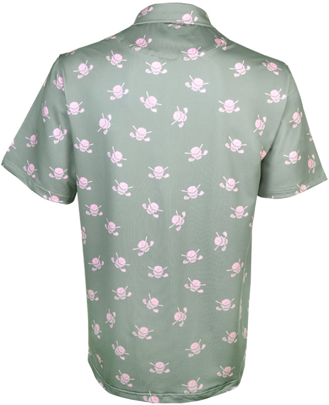 Tattoo Golf: Men's Lucky 13 Cool-Stretch Golf Shirt - Grey/Pink