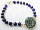 One Putt Designs - Lush Lapis Lazuli with gold glass beads Ball Marker Ankle Bracelet
