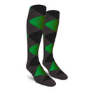 Golf Knickers: Ladies Over-The-Calf Argyle Socks - Charcoal/Black/Lime Socks