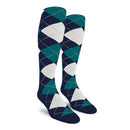 Golf Knickers: Men's Over-The-Calf Argyle Socks - Navy/White/Teal Socks
