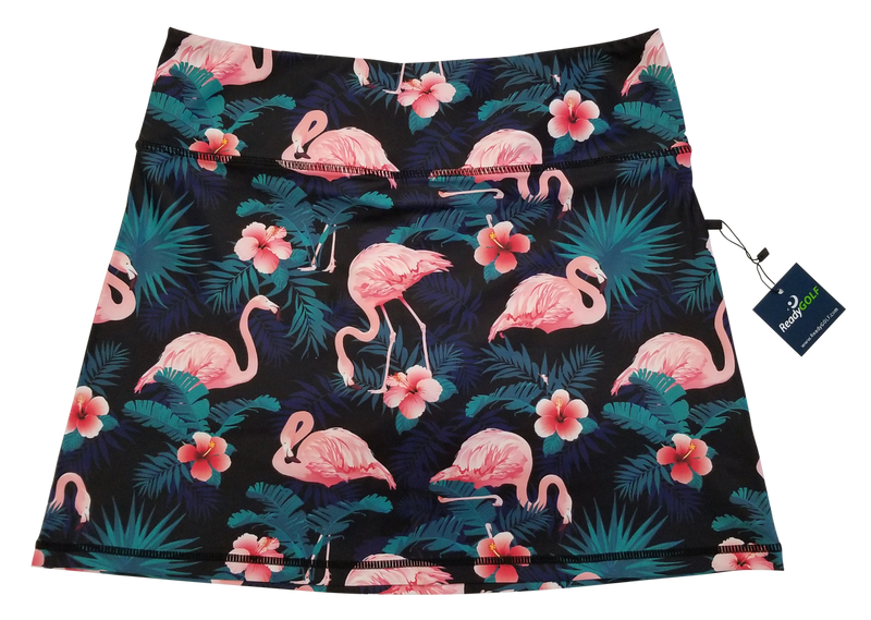 Midnight Flamingos Ladies Active SKORT by ReadyGOLF