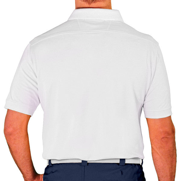 Golf Knickers: Men's Argyle Paradise Golf Shirt - White/Navy/Red