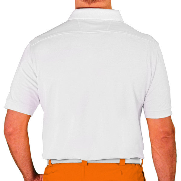 Golf Knickers: Men's Argyle Paradise Golf Shirt - Orange/Yellow/Black