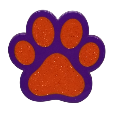 ReadyGolf: Glitter Ball Marker & Hat Clip - Paw Print (Orange/Purple)