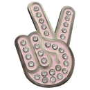 ReadyGolf: Hand Gesture - Peace Sign Ball Marker & Hat Clip with Crystals