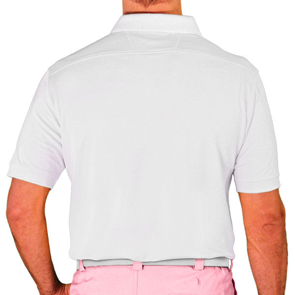 Golf Knickers: Men's Argyle Paradise Golf Shirt - White/Pink/Black