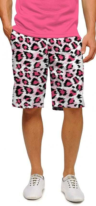 Loudmouth Golf: Men's StretchTech Shorts - Pink Leopard