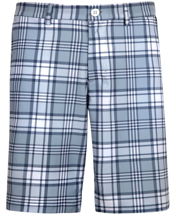 Tattoo Golf: Men's Plaid Cool-Stretch Golf Shorts - Grey