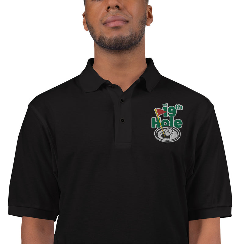 The 19th Hole Men's Embroidered Golf Polo Shirt by ReadyGOLF