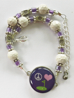 One Putt Designs - Purple Beads and Golf Balls Ankle Bracelet #4GP