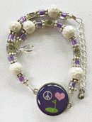 One Putt Designs - Purple Beads and Golf Balls Ankle Bracelet