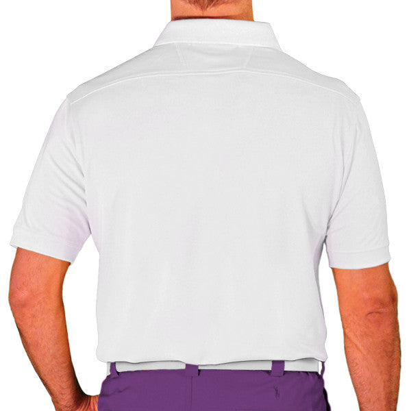 Golf Knickers: Men's Argyle Paradise Golf Shirt - Purple/Orange/Yellow