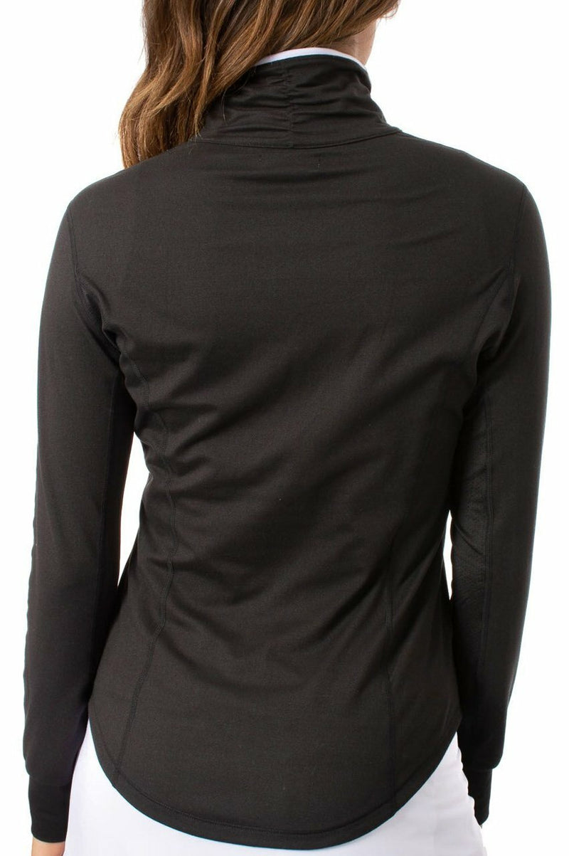 Golftini: Women's Contrast Quarter Zip Pullover -  Black