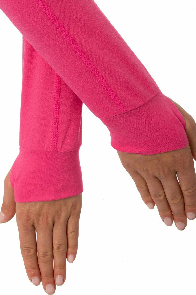 Golftini: Women's Contrast Quarter Zip Pullover -  Hot Pink