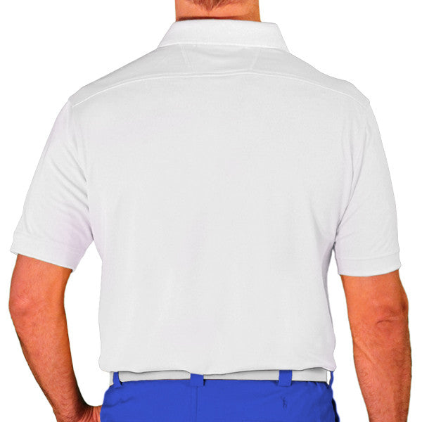 Golf Knickers: Men's Argyle Paradise Golf Shirt - Royal/Taupe/Red