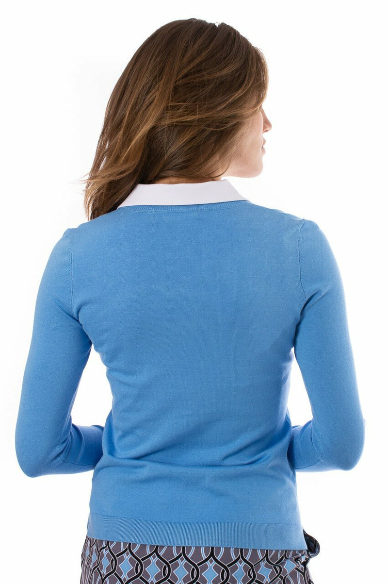Golftini: Women's Long Sleeve V-Neck Sweater - Sky Blue