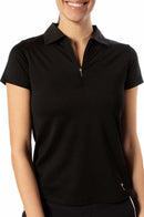 Golftini: Women's Short Sleeve Zip Stretch Polo - Black Clothing