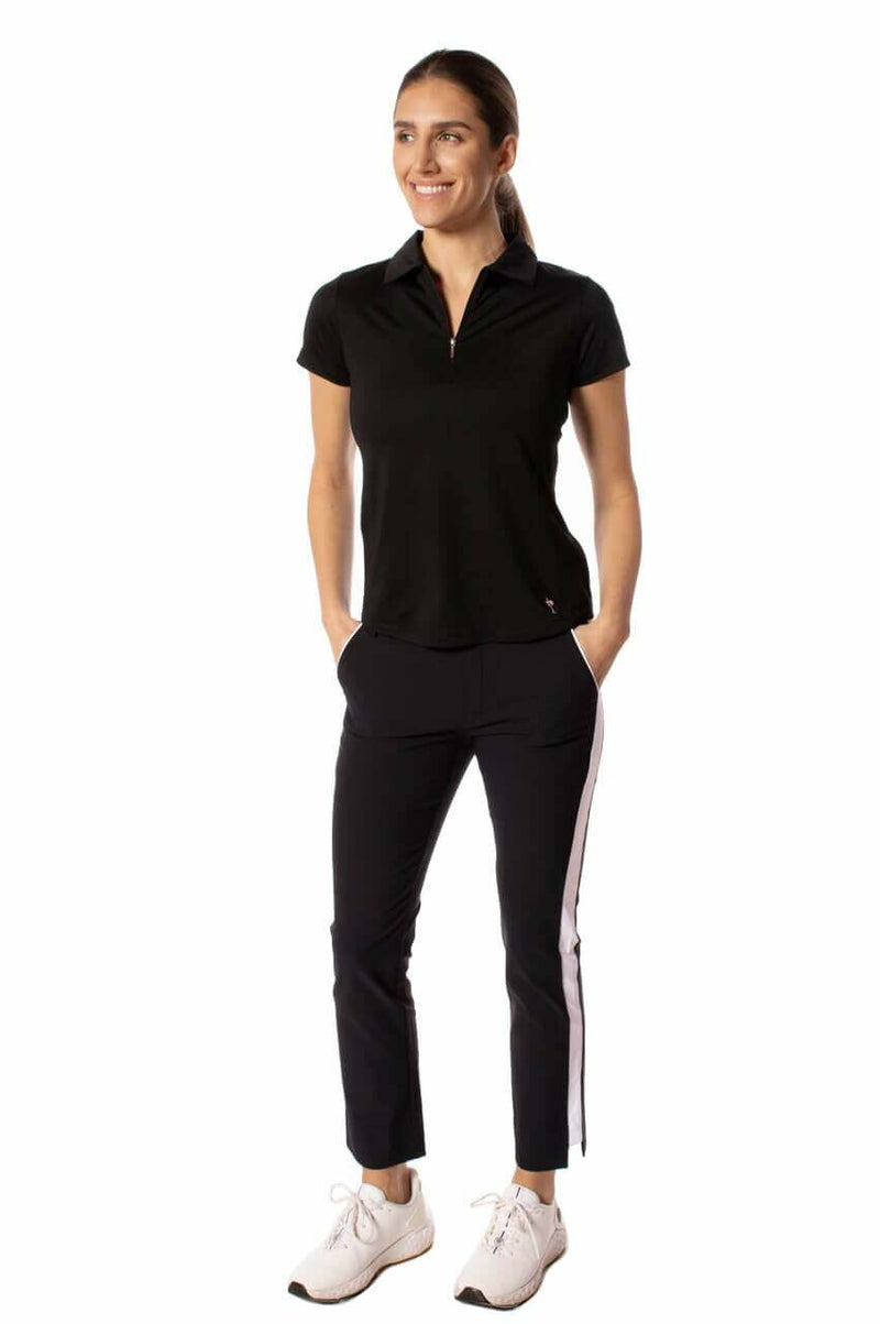 Golftini: Women's Short Sleeve Zip Stretch Polo - Black