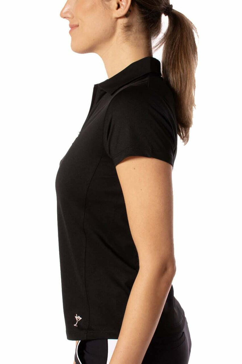 Golftini: Women's Short Sleeve Zip Stretch Polo - Black