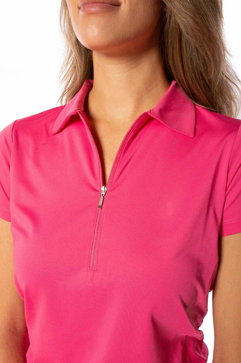 Golftini: Women's Short Sleeve Zip Stretch Polo - Hot Pink