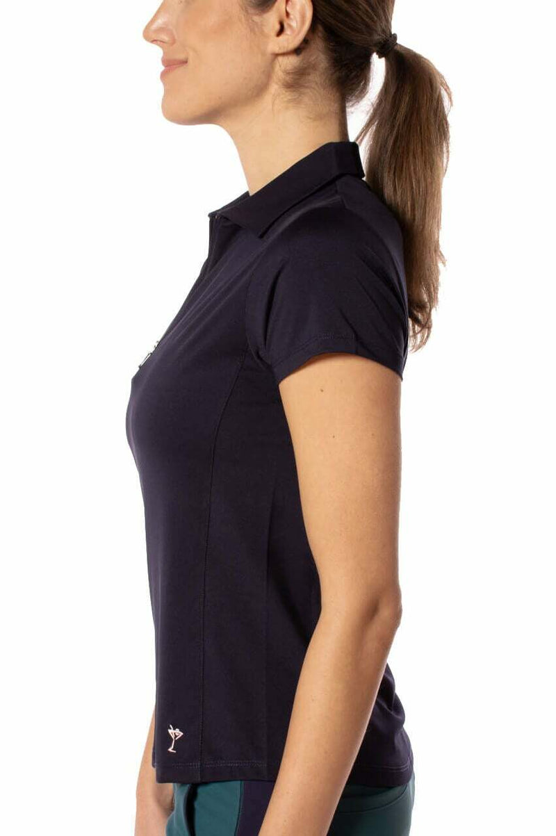 Golftini: Women's Short Sleeve Zip Stretch Polo - Navy