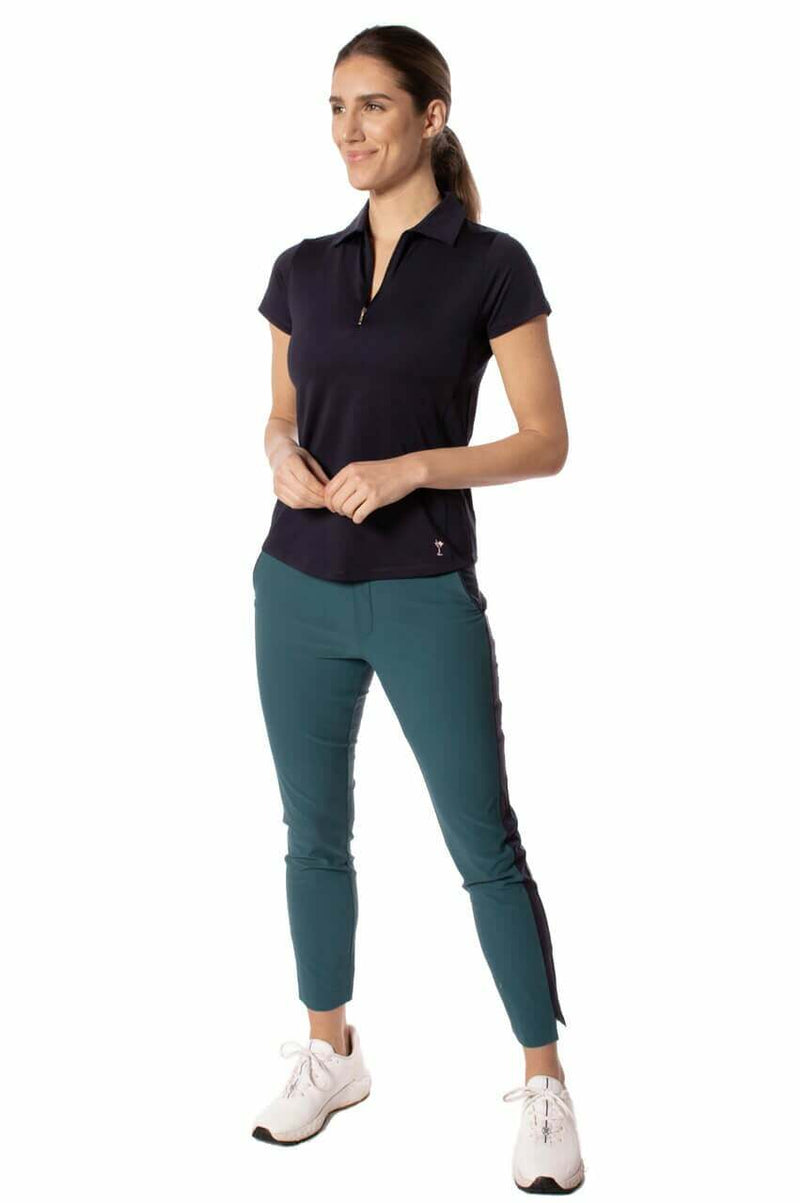 Golftini: Women's Short Sleeve Zip Stretch Polo - Navy