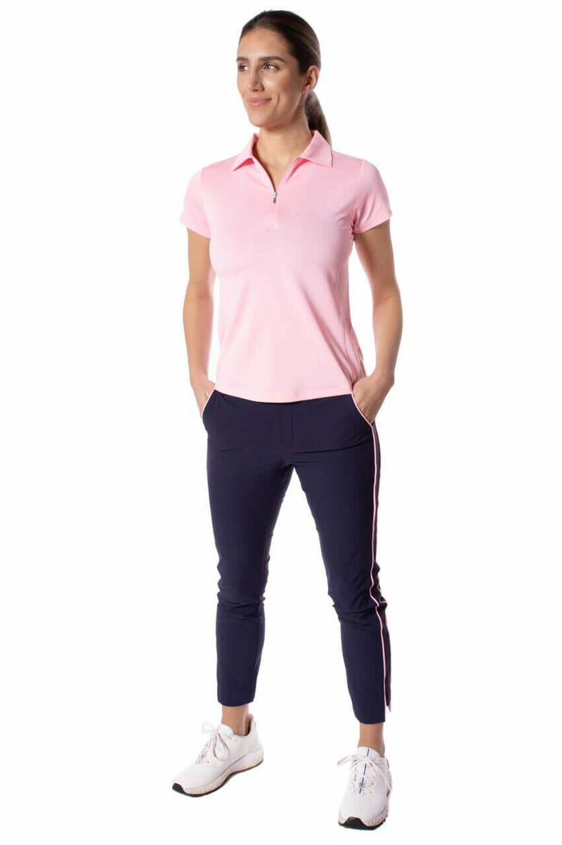 Golftini: Women's Short Sleeve Zip Stretch Polo - Light Pink