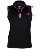 Tattoo Golf: Women's Sleeveless Lucky 13 ProCool Golf Shirt - Black/Pink Clothing