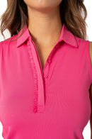 Golftini: Women's Sleeveless Ruffle Tech Polo - Hot Pink