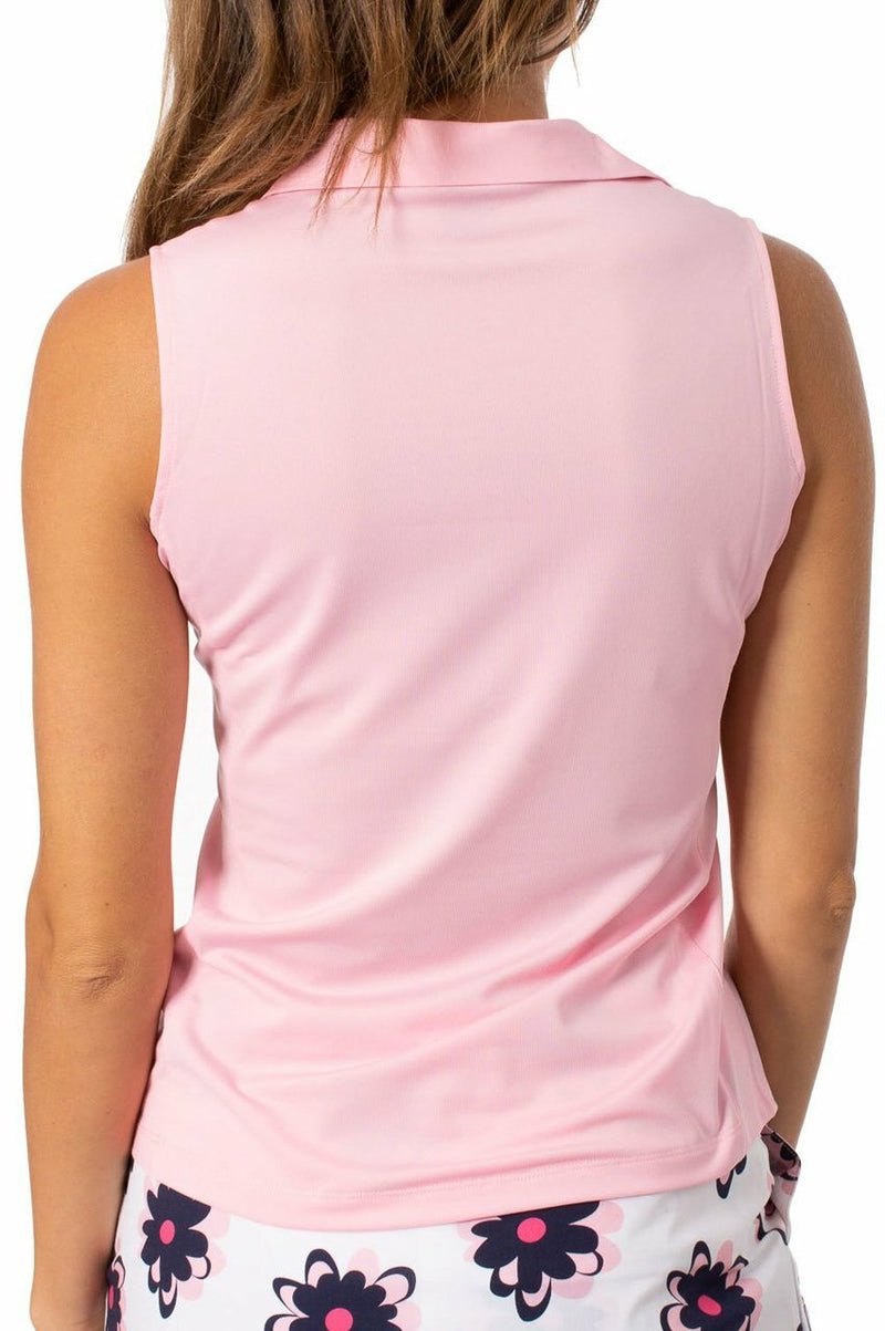 Golftini: Women's Sleeveless Ruffle Tech Polo - Light Pink