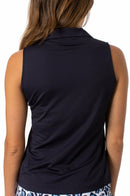 Golftini: Women's Sleeveless Zip Tech Polo - Navy Clothing