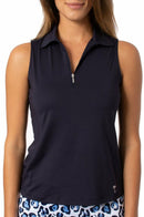 Golftini: Women's Sleeveless Zip Tech Polo - Navy Clothing