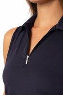 Golftini: Women's Sleeveless Zip Tech Polo - Navy Clothing