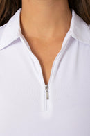 Golftini: Women's Sleeveless Zip Tech Polo - White Clothing