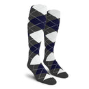 Golf Knickers: Ladies Over-The-Calf Argyle Socks - Charcoal/Navy/White Socks
