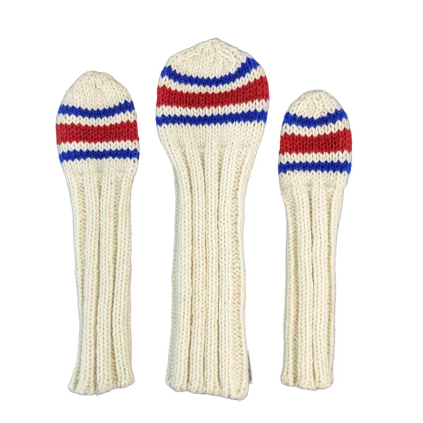 Sunfish: Classic 80s Sock Knit Headcovers (Driver, Fairway, Hybrid, or Set) - Blue and Red
