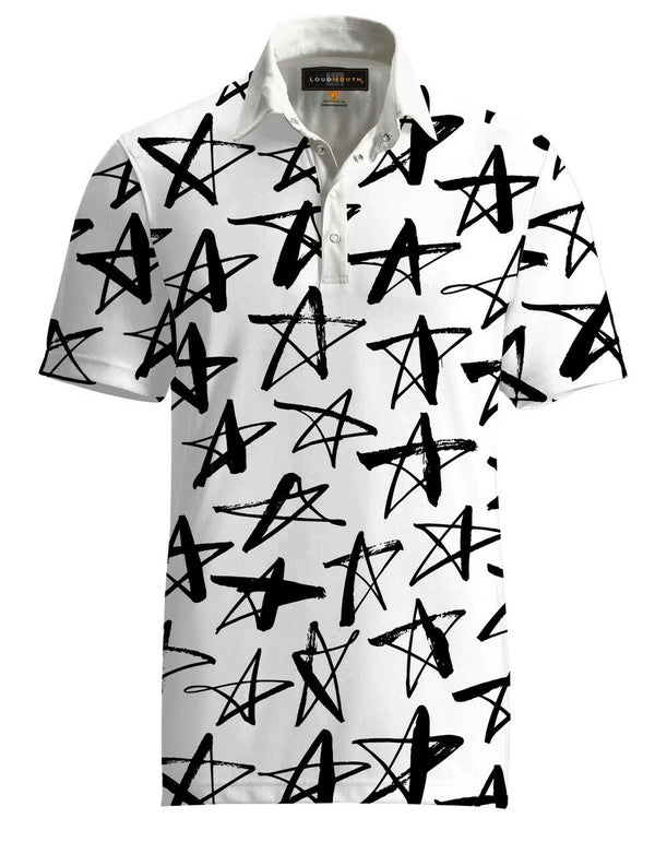 Loudmouth Golf Mens Shirt - Fancy Shooting Stars White