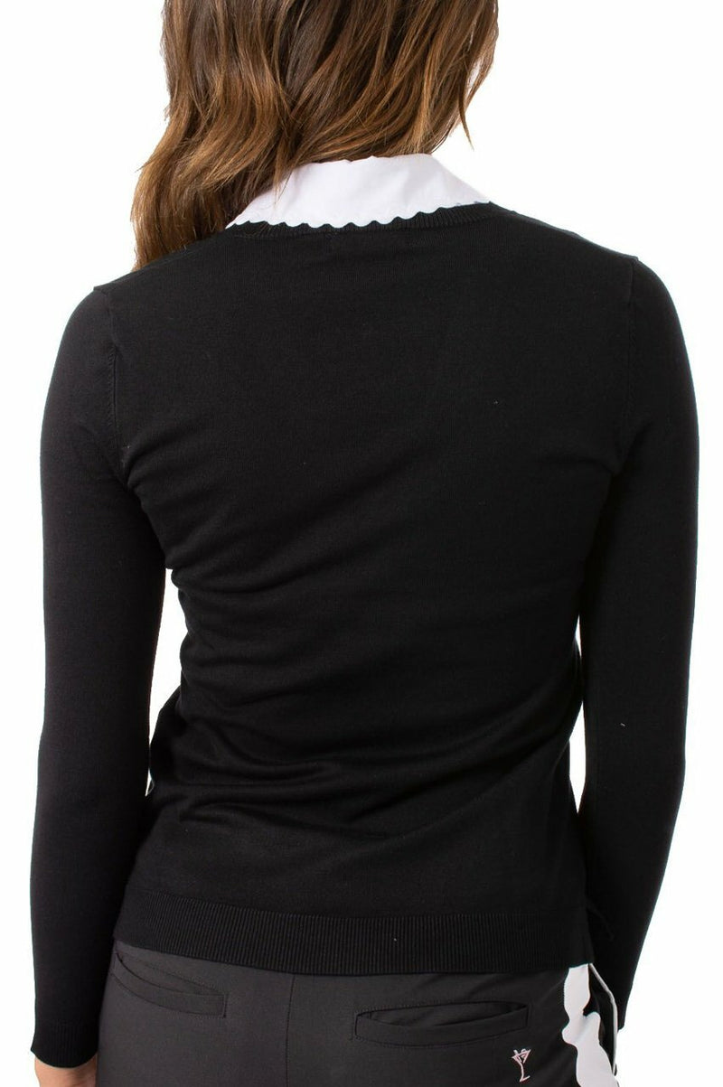 Golftini: Women's Long Sleeve V-Neck Sweater - Black