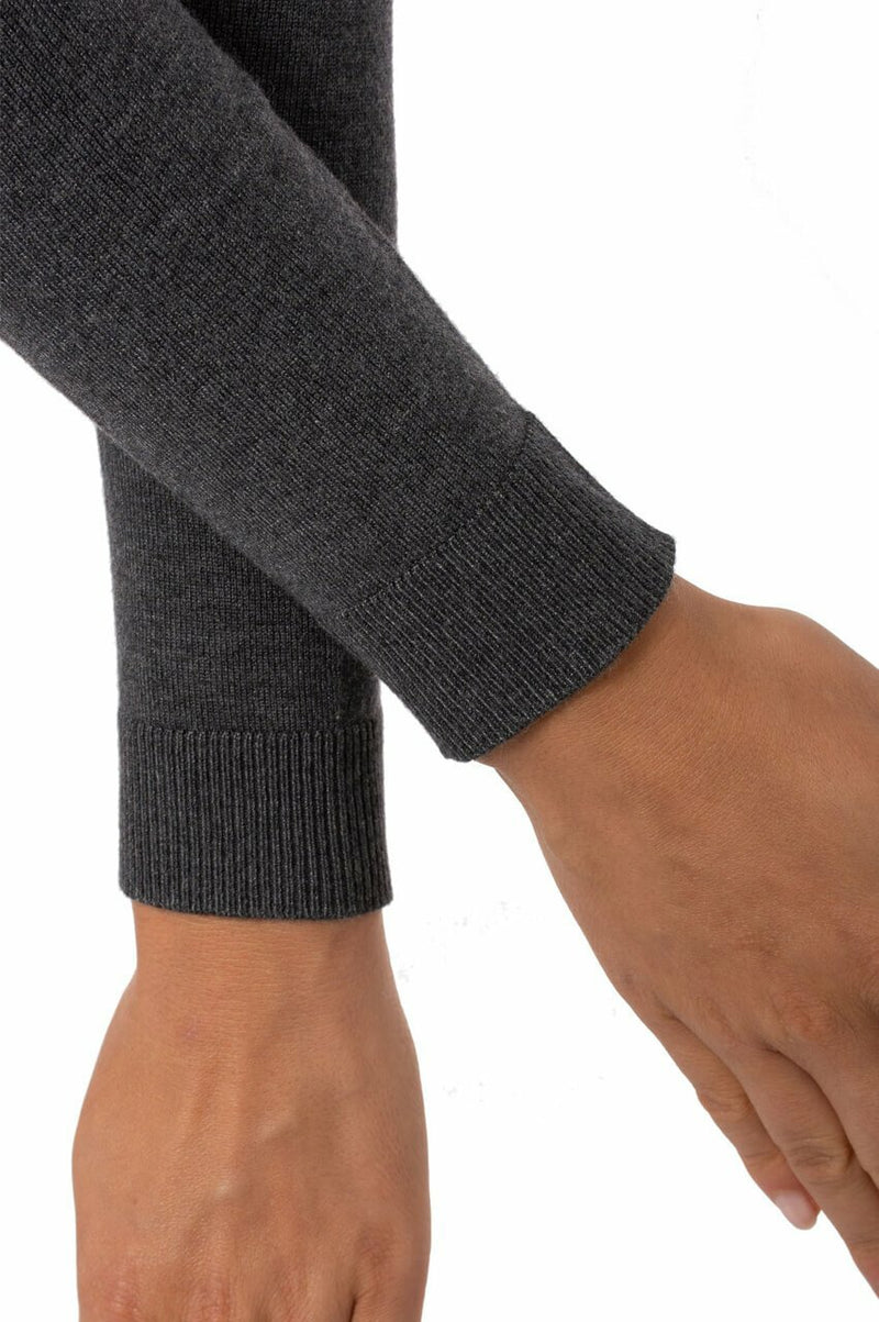 Golftini: Women's Long Sleeve V-Neck Sweater - Charcoal Grey