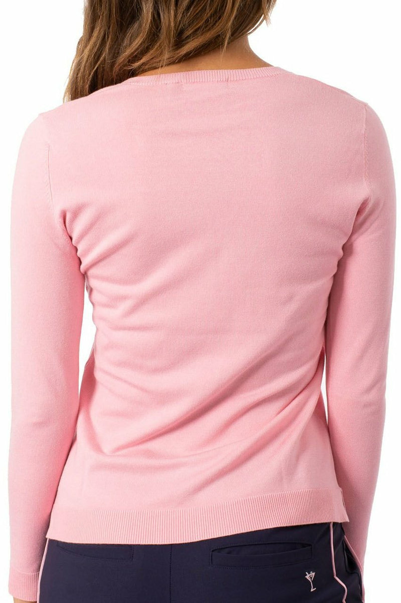 Golftini: Women's Long Sleeve V-Neck Sweater -  Light Pink