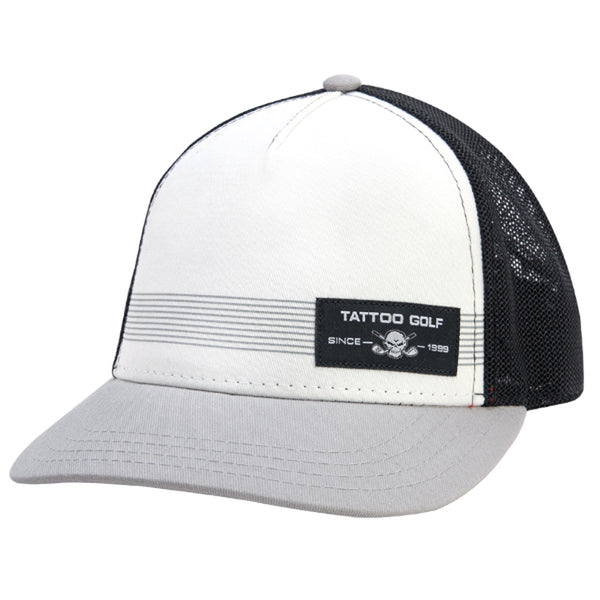 Tattoo Golf: Premium Snap Back Trucker Golf Hat - White/Black
