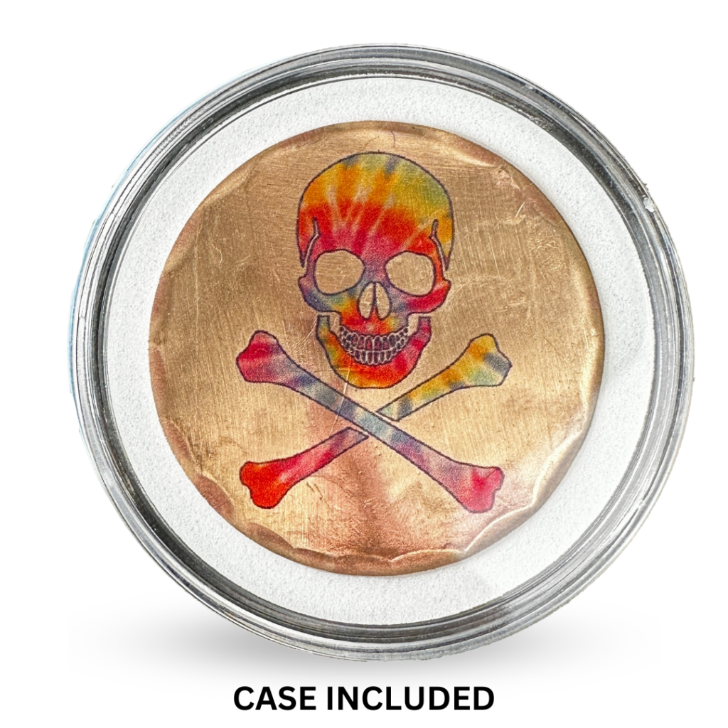 Tie Dye Skull and Crossbones Forged Copper Ball Marker by Sunfish
