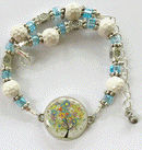 One Putt Designs - Topaz Blue Beads and Golf Balls Ankle Bracelet