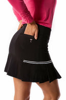Golftini: Women's Black Side Pleat Performance Skort - Tornado