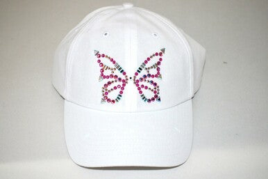 Dolly Mama Ladies Rachel Baseball Hat - Butterfly on White