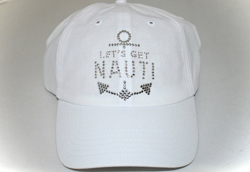 Dolly Mama Ladies Rachel Baseball Hat - Let's Get Nauti on White