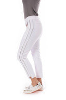 Golftini Women's White with Silver Piping Pull-On Stretch Ankle Pant (Size XX-Small) SALE